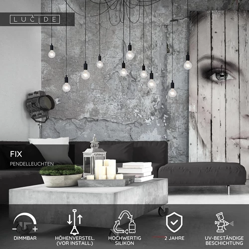 Lucide FIX - Pendelleuchten - 10xE27 - Schwarz - USP